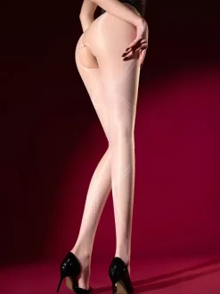Crotchless Lingerie Hosiery Pantyhose High Gloss Sheer Tights