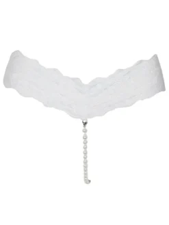 Crotchless Lingerie Red Lace Thong Pearls Women Sexy Panties