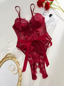Crotchless Lingerie Teddies Lace Blue Lace Sheer Sexy Teddies For Women