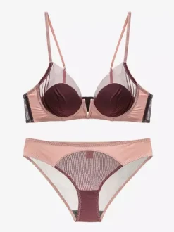 Cut Out Lingerie Fuchsia Pink 2-Piece Bra Panty Sets