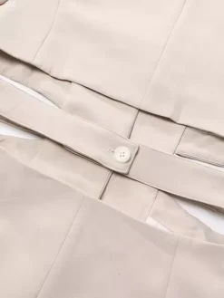 Cut Out Blazer For Women - Beige Elegant Single Button Slim Fit Long Jacket - Spring Office-to-dinner 2026