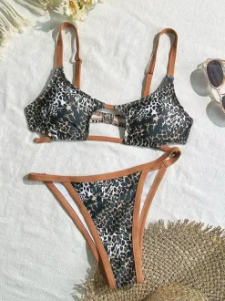 Cutout Leopard Print Bikini 2-piece Swimsuit For Summer 2026