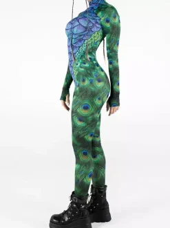 Cyberpunk Patterned Zentai Suits Woman Sexy Bodysuit Suit Butterfly Color Element Adults High-waisted Sports Jumpsuit Cosplay Costumes