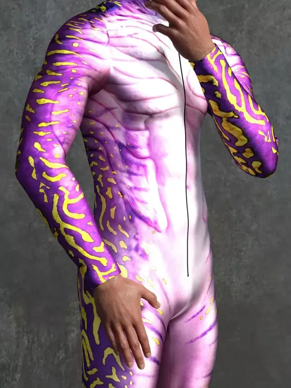 Cyberpunk Patterned Zentai Suits Green Chameleon Camouflage Bodysuit 3D Printed Reptile Skin Texture