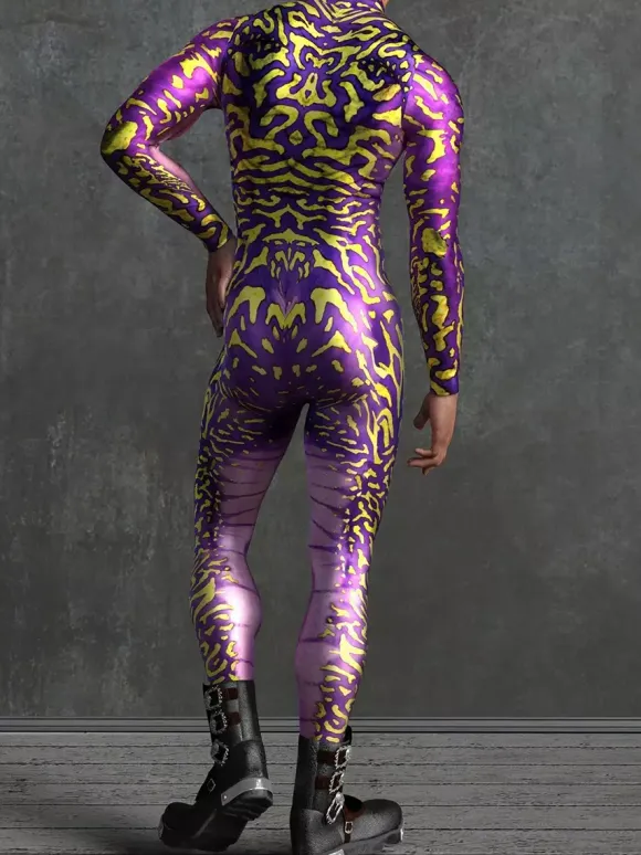 Cyberpunk Patterned Zentai Suits Green Chameleon Camouflage Bodysuit 3D Printed Reptile Skin Texture