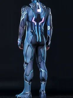 Cyberpunk Patterned Zentai Suits CyberPunk Mens Jumpsuit Mechanical Armor Cosplay Costume Steampunk Elastic Bodysuits Rompers