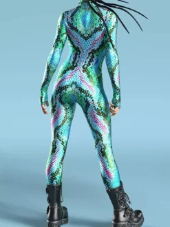 Cyberpunk Patterned Zentai Suits Adult Zentai Suit Fish Scale Print Lycr Spandex Sexy Costumes