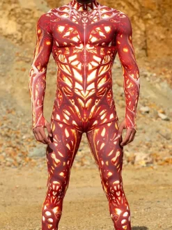 Cyberpunk Patterned Zentai Suits 3D Printing Jumpsuit Robot Bodysuit Cosplay Costume Skeleton Catsuit Men Zentai Party Clothes Elastic Carnival Romper
