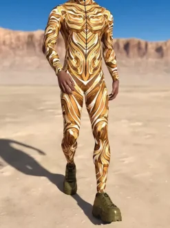 Cyberpunk Patterned Zentai Suits Men Women CyberPunk Muscle Jumpsuit 3D Colored Drawing Cosplay Bodysuit Steampunk Costume Party Shows Zentai Suit