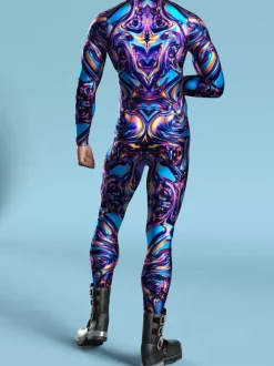 Cyberpunk Patterned Zentai Suits Adult Men Zipper Catsuit Machine 3d Printed Jumpsuit Game Party Zentai Suit Male Cosplay Bodysuit Rave Festival Robot Costumes