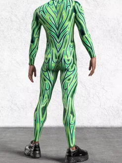 Cyberpunk Patterned Zentai Suits Adult Men Zipper Catsuit Machine 3d Printed Jumpsuit Game Party Zentai Suit Male Cosplay Bodysuit Rave Festival Robot Costumes