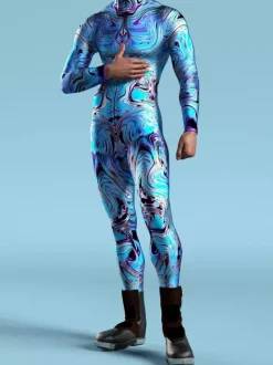 Cyberpunk Patterned Zentai Suits Adult Men Zipper Catsuit Machine 3d Printed Jumpsuit Game Party Zentai Suit Male Cosplay Bodysuit Rave Festival Robot Costumes