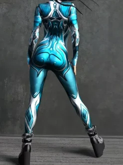 Cyberpunk Women's Zentai Long Sleeves Cybernetic Soldier Metallic Women's Catsuit Zentai