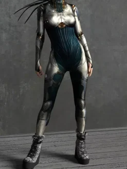 Cyberpunk Women's Zentai Long Sleeves Cybernetic Soldier Metallic Women's Catsuit Zentai