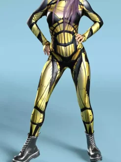 Cyberpunk Women's Zentai Long Sleeves Cybernetic Soldier Metallic Women's Catsuit Zentai