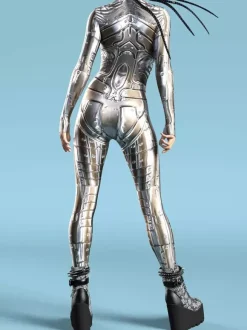 Cyberpunk Zentai Women's Robot 3D Print Metallic Women's Zentai Catsuits