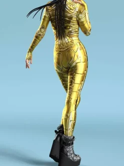 Cyberpunk Zentai Women's Robot 3D Print Metallic Women's Zentai Catsuits