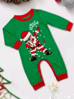 Dabbing Santa Black And Red Matching Family Christmas Pajamas 2026