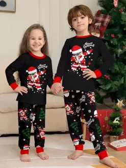 Dabbing Santa Black And Red Matching Family Christmas Pajamas 2026