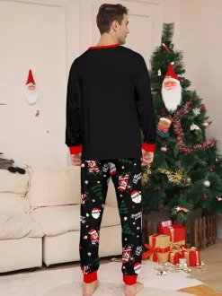 Dabbing Santa Black And Red Matching Family Christmas Pajamas 2026