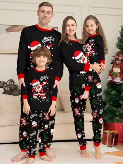 Dabbing Santa Black And Red Matching Family Christmas Pajamas 2026