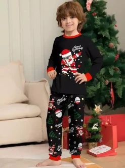 Dabbing Santa Black And Red Matching Family Christmas Pajamas 2026