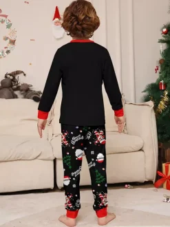 Dabbing Santa Black And Red Matching Family Christmas Pajamas 2026