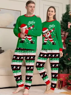 Dabbing Santa Black And Red Matching Family Christmas Pajamas 2026
