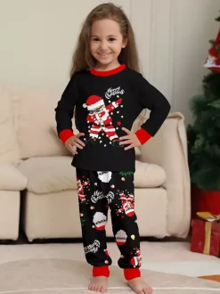 Dabbing Santa Black And Red Matching Family Christmas Pajamas 2026