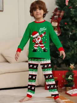 Dabbing Santa Black And Red Matching Family Christmas Pajamas 2026