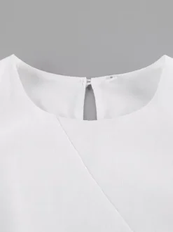 Daily Dresses Maxi For Woman Sleeveless Jewel Neck Natural Waist Elegant White Dress