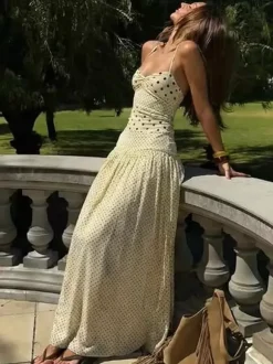 Daily Dresses Maxi Woman's Dress Sleeveless Straps Neck Sexy White Dress