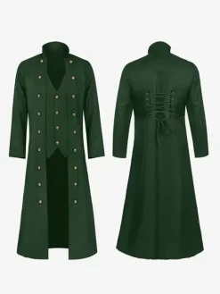 Dark Green Men's Steampunk Retro Jacket Gothic Victorian Era Retro Costumes Burgundy