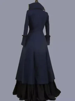 Dark Navy Retro Tudor Dress Costumes Women's Ruffles Polyester Tunic Dress Marie Antoinette Costume Retro Party Prom Dress