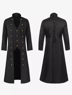 Dark Green Men's Steampunk Retro Jacket Gothic Victorian Era Retro Costumes Retro Costumes For Man