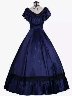 Dark Green Retro Tudor Dress Costumes Ruffles Marie Antoinette Costume Polyester Dress Women's Retro Tunic 18th Century Costume