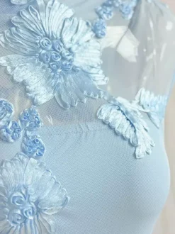 Date Night Dresses Maxi Elegant Black One Shoulder 3D Floral Mesh Mermaid Bodycon Formal Gown
