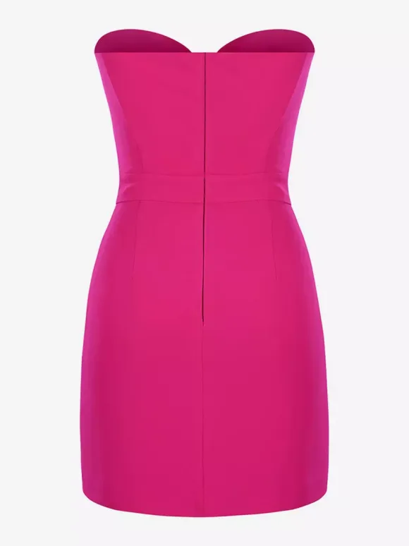 Date Night Dresses Mini Backless Bows Zipper Sleeveless Strapless Elegant Rose Dress