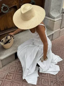 Date Night Dresses Shaping Pleated Sleeveless Straps Neck Casual White Dress