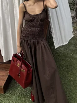 Date Night Dresses Shaping Pleated Sleeveless Straps Neck Casual White Dress