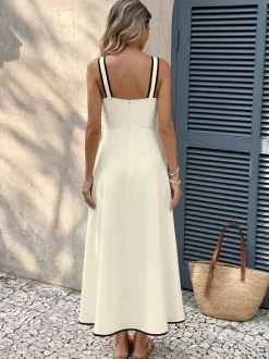 Date Night Dresses Maxi Backless Pleated Bows Sleeveless Off-The-Shoulder Sweet Ecru White Dress