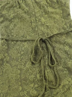Date Night Dresses Maxi Backless Strappy Zipper Sleeveless Floral Print Off-The-Shoulder Sweet Green Dress