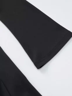 Date Night Dresses Mini Long Sleeves Two-Tone Off-The-Shoulder Chic Black Dress