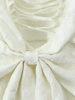 Date Night Dresses Shaping Bows Sleeveless Square Neck Chic White Dress