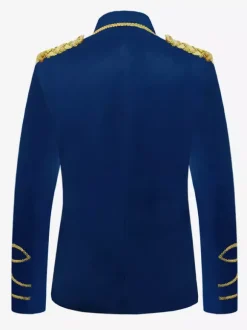Deep Blue Vintage Costumes Top Polyester Buttons Long Sleeves Retro Costumes For Man