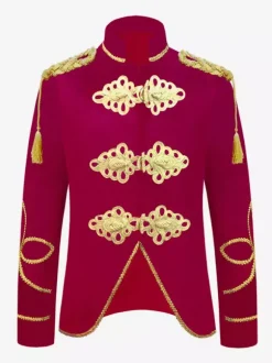 Deep Blue Vintage Costumes Top Polyester Buttons Long Sleeves Retro Costumes For Man