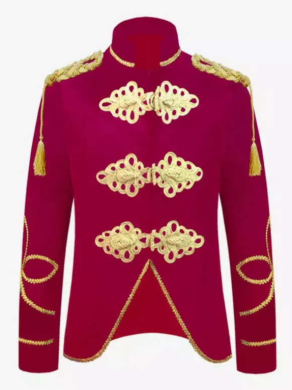 Deep Blue Vintage Costumes Top Polyester Buttons Long Sleeves Retro Costumes For Man