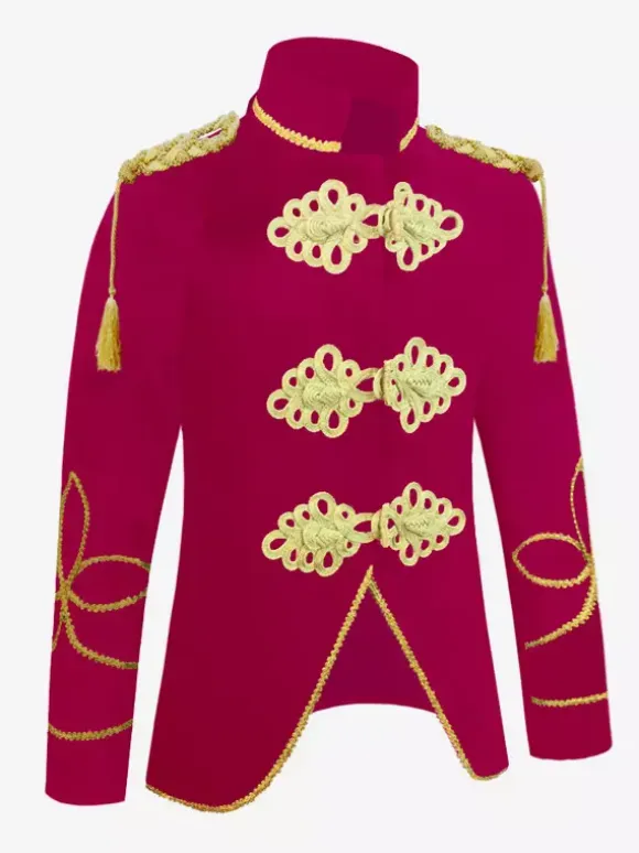 Deep Blue Vintage Costumes Top Polyester Buttons Long Sleeves Retro Costumes For Man
