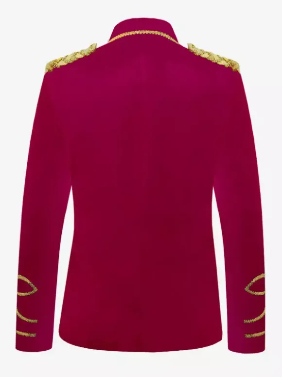 Deep Blue Vintage Costumes Top Polyester Buttons Long Sleeves Retro Costumes For Man