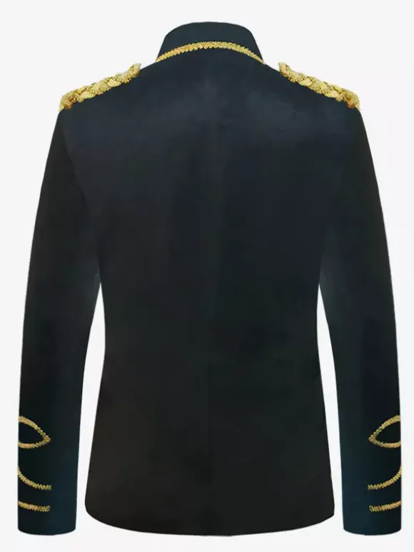 Deep Blue Vintage Costumes Top Polyester Buttons Long Sleeves Retro Costumes For Man